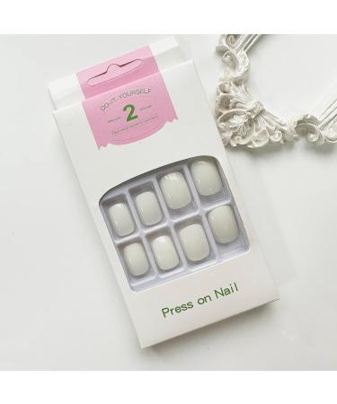 24Pcs Short Square White Press on Nails - Glossy Pure Color Acrylic False Nails for Women and Girls - Buy Online on GoSupps.com