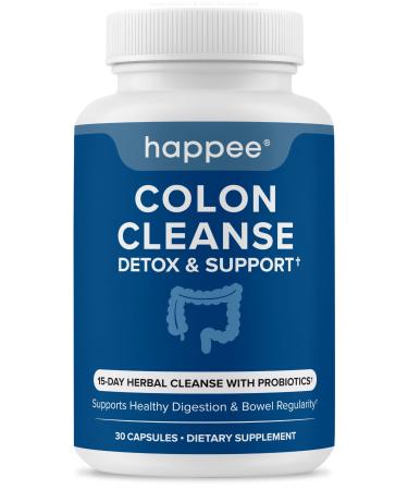 Happee Colon Cleanser & Detox for Weight Loss & GLP-1 Support - 15 Day Colon Cleanse Pills & Gut Support Probiotics Women Men - Fast Natural Laxatives Constipation Relief Colon Cleanse 2 Count (Pack of 30)