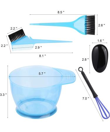 Professional Hair Dyeing Kit - 5 Pcs Blue Set for Salon & Home | Dye Brush, Comb, Tinting Bowl, Ear Caps, Dye Mixer - Buy Online on GoSupps.com