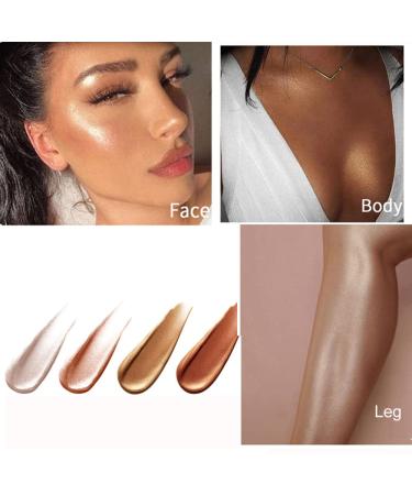 2 Pack High Gloss Waterproof Body Luminizer - Champagne Gold Glitter Face Shimmer Makeup Bronzer - Buy Online on GoSupps.com