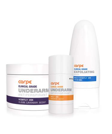 Carpe Clinical Grade Underarm Regimen - Combat sweat Block excessive sweating and Help control hyperhidrosis with a Premium 3-step Sweat Protection System. - Mandarin Scent