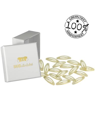 HAARallerliebst Oval Hair Clips (20 pcs) - Shimmering Gold 5 cm - Stylish Storage Box Included - International Shipping Available - Buy Online on GoSupps.com