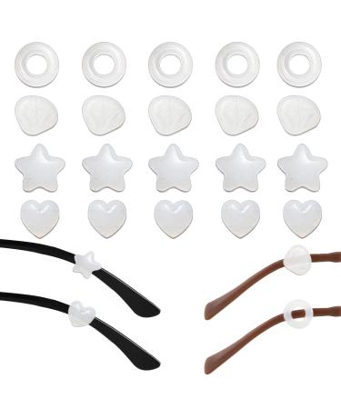 Gyhwoful 20 pairs of mini anti -slip glasses brick covering prevent the glasses hearts circles seafare mussels soft comfortable transparent silicone glasses prevent accessories