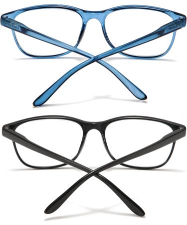 Ajyado Blue Light Blocking Reading Glasses for Men & Women - Stylish Anti-UV Enlarged 2.75 Readers - Unbreakable Black & Blue Fashion Eyewear - Buy Online on GoSupps.com