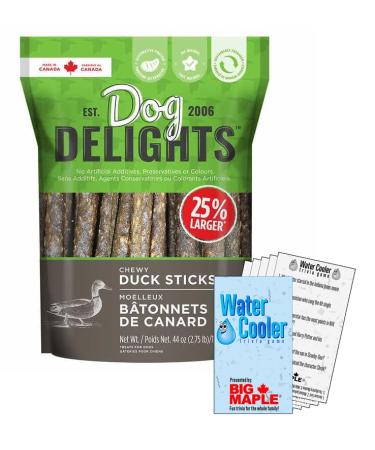 Chewy Duck Sticks Dog Treats Bundle. Includes (1) Package of Dog Delights Chewy Duck Sticks Dog Treats (2.75 lbs) with Water Cooler Trivia Game by BIG MAPLE . Excellent as a Treat or Training Aid