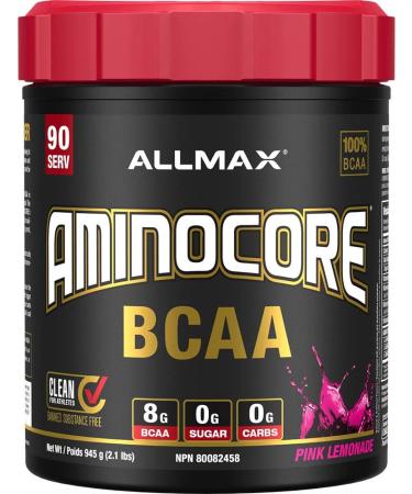 Allmax Aminocore Pink Lemonade 945g & Nutrition - Aminocore BCAA - 8g BCAAs - 100% Pure Branch Chained Amino Acids - Gluten Free - Pineapple Mango - 945 Gram - Buy Online on GoSupps.com