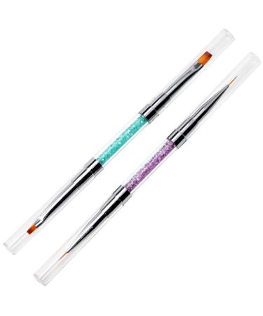 2 Pieces Sets Nail Art Brush Dotting Pen Embossing Pens for Hand Manicure Reusable