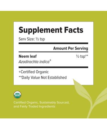 Organic Neem Powder - Ayurvedic Herb for Healthy Skin & Blood - 1/2 lb - Non-GMO Vegan - Buy Online on GoSupps.com