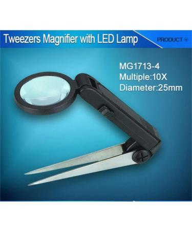 ZHYH Lighted Folding Eyebrow Magnifier with Tweezers - Portable 10x Magnification, LED Light, 6x2.5cm Design - Buy Online on GoSupps.com
