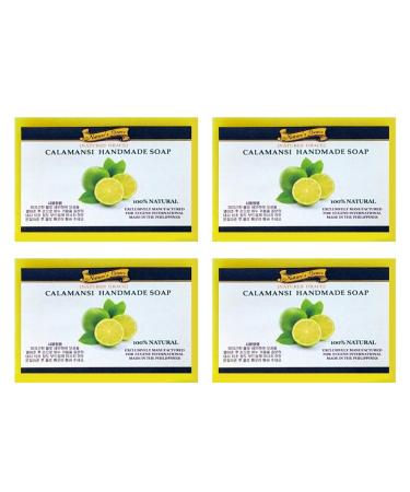 Native organic cold-pressed coconut oil from the Philippines Noni Calamansi handmade natural face beauty hand-body soap 4.3 ounces (4 pieces) for dry sensitive skin (calamansi)