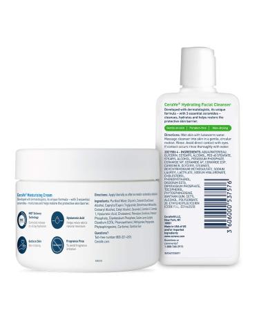 CeraVe Moisturizing Cream & Hydrating Face Wash Combo - 12oz Cream + 3oz Travel Cleanser - Buy Online on GoSupps.com