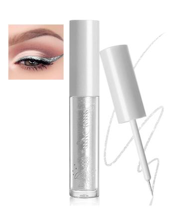 Jutqut Liquid Glitter Eyeliner  Metallic Eye Liner and Eyeshadow with Shimmer Diamond Sparkling Sheen  Long Wearing  3D Eye Glitter Makeup  Intense Color with One Layer Coverage  01 01PEARLESCENT WHITE