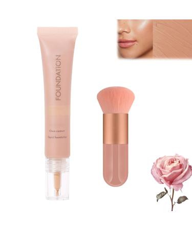 Super Coverage Foundation with Buffing Brush Full Coverage Foundation With Skin Buffing Brush Hydrating Waterproof and Light Long Lasting Foundation (03 20g) 03 20 g (Pack of 1)