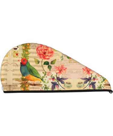 Vintage Bird Microfiber Hair Towel - Super Absorbent Coral Velvet Wrap for Long Curly & Thick Hair - Quick Dry Soft Cover for Women - Buy Online on GoSupps.com