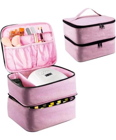 Premium Nail Polish Organizer Shell - Holds 30 Bottles & Nail Dryer Storage Bag - Pink Nail Polish Case - Buy Online on GoSupps.com
