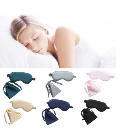 GRASARY Faux Silk Eye Mask for Sleeping | Comfortable Navy Blue Sleep Cover with Storage Bag - Buy Online on GoSupps.com