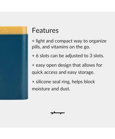 PALO Pill Box Case - Compact Waterproof Organizer for Pills Vitamins & Supplements - 6/3 Compartments - Stylish Peacock Blue/Mustard - Perfect for Handbag & Travel - Buy Online on GoSupps.com