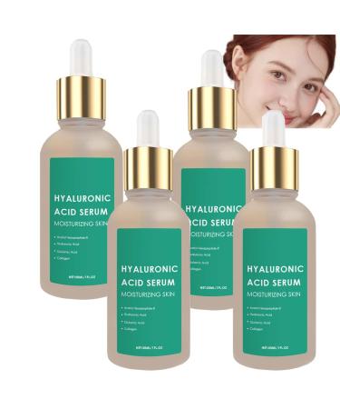 JASUBAI Hyaluronic Acid Serum for Face with Collagen - Anti Aging Moisturizing Plumping Brightening Reducing Wrinkles Fine Lines Increase Elasticity Firms and Tightens (4PCS)