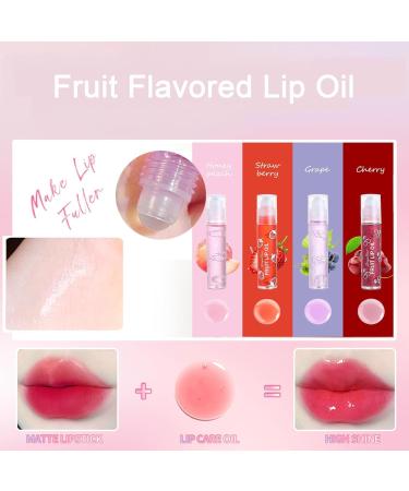 4Pcs Roll On Lip Oil Hydrating Lip Gloss Set Lip Shine Fruit Lip Gloss Transparent Plumping Lip Gloss Natural Shiny Crystal Jelly Liquid Lipstick Long Lasting Lip Care for Women & Girl (4 PCS A001) - Buy Online on GoSupps.com