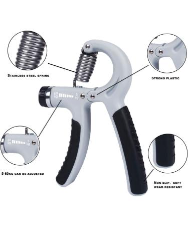 2 Set Hand Trainer & Grip Trainer for Athletes - Adjustable 5-60kg Forearm & Finger Coach | Manual Rehabilitation Exercise - Black & Gray - Buy Online on GoSupps.com