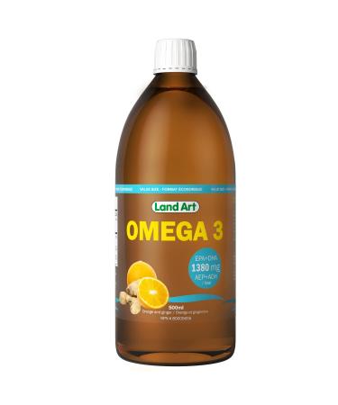 Omega-3 Supplement Liquid 500ml 1380mg EAP + DHA for Kids and Adults non-GMO Gluten Free - Made in Canada 500 ml (Pack of 1)