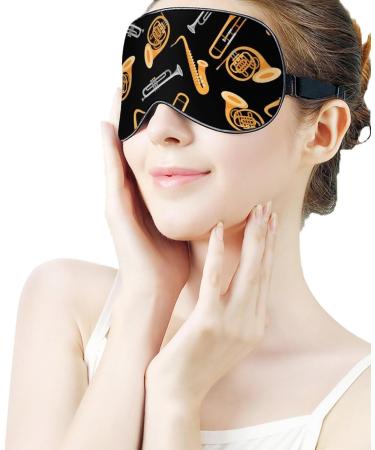 Musical Instruments Saxophone French Hor Sleep Mask Eye Cover for Sleeping Blindfold with Adjustable Strap Blocks Light Night Travel Nap for Men Women - Buy Online on GoSupps.com