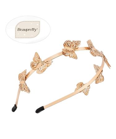 Beaupretty Butterfly Headband - Vintage Bridal Wedding Crown for Women Girls - Gold Metal Tiara Headpiece - 1 Count - Buy Online on GoSupps.com