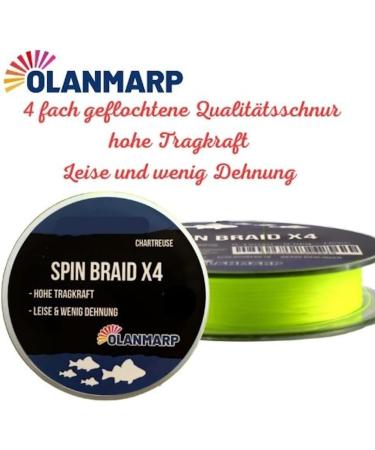 Olanmarp Spin Braid Chartreuse 250m - 0.12mm Thin Braided Fishing Line | Strong 9kg for All Species - Buy Online on GoSupps.com