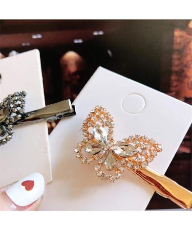 Xiwstar Alligator Hair Bangs Clips - Crystal Rhinestone Butterfly Duckbill Hairpins (2Pcs) - Hair Styling Accessories for Women & Girls - Buy Online on GoSupps.com