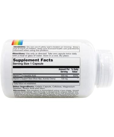 Solaray Timed Release Vitamin C 500 mg - 250 VegCaps for Immune Support - Buy Online on GoSupps.com