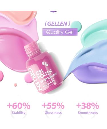 GELLEN 28 Pack Gel Nail Polish Kit - Glossy/Matte Top Coat, Base Coat, Pastel Shades, Soak Off Gel Colors Set - Starter Set for Candy Pastels - Buy Online on GoSupps.com
