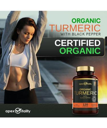 Organic Turmeric Supplement with Black Pepper - High Strength 700mg - Fast-Absorbed Antioxidant - 120 Vegan Capsules - Made in Britain - Buy Online on GoSupps.com