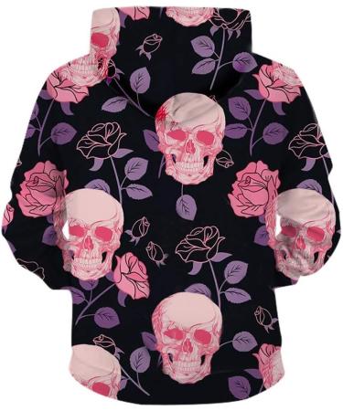Bigfanshu Women's Tops 3D Halloween Print Long Sleeves Hooded Pullover Sweatshirt Blouse Black - Buy Online on GoSupps.com