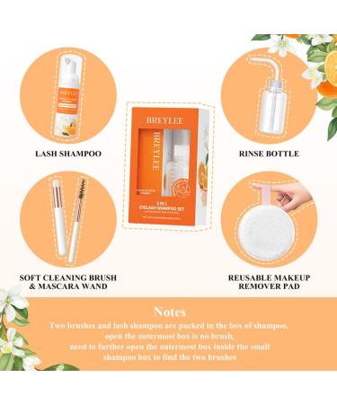 Eyelash Extension Cleanser - BREYLEE Lash Shampoo for Extensions & Lash Care Kit with Rinse Bottle Brush & Pad | Professional & At-Home Use - Buy Online on GoSupps.com