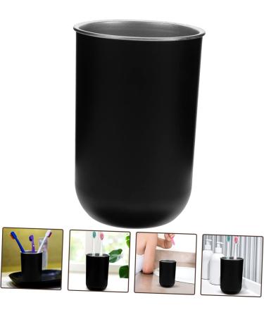 Alipis Stainless Steel Mouthwash Cup - Reusable Rustproof Bathroom Cup for Students | Double Layer Toothbrush & Toothpaste Holder - 12x8cm Black - Buy Online on GoSupps.com