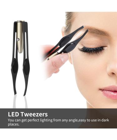 Fuyamp 2Pcs LED Lighted Tweezers Set - Stainless Steel Precision Tools for Hair Removal, Eyebrows, and Eyelashes - Perfect for Men and Women (Black+Blue) - Buy Online on GoSupps.com