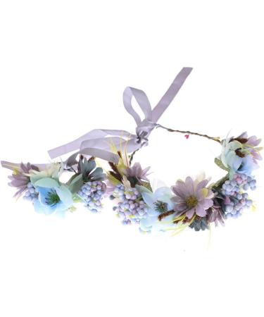 Ever Fairy Flower Wreath Crown Set | Blue Flower Garland Headband & Wristband for Women & Girls - Perfect for Weddings - Buy Online on GoSupps.com