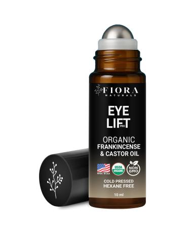 Organic Castor Oil and Frankincense Roll On 100% Pure Hexane Free Eye Oil for Under Eye Reduces Wrinkles Dark Circles & Puffiness Frankincense Essential Oil for Face Roller by Fiora Naturals Castor & Frankincense Blend