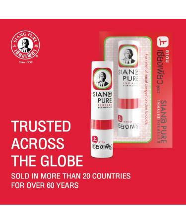 Siang Pure Aromatherapy Nasal Inhaler - Cooling Menthol, Peppermint & Eucalyptus Oil (6 Pack) - Allergy Relief - Buy Online on GoSupps.com