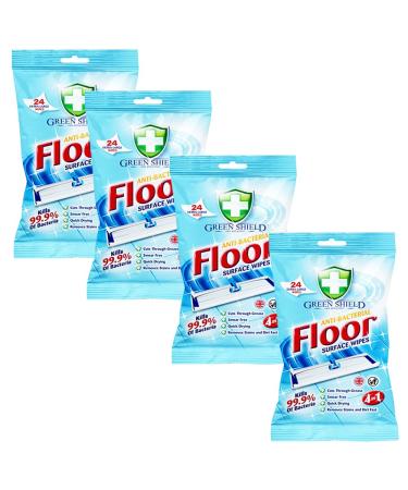 Green Shield Antibacterial Extra Large Floor Wipes Floor Surface Cleaning Wipes for Wood Floor Dust Magnet Quick Drying & Suitable for All Floors - Tiles Laminate & Wooden Floor Wipes (96 Wipes)