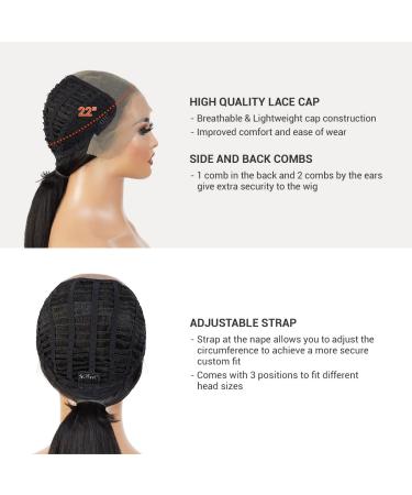 Kayla Loose Wave HD Lace Front Wig 16 | Human Hair Blend | Pre Plucked Swiss Lace | Heat Friendly Synthetic | Transparent Lace Frontal | 1B-Off Black - Buy Online on GoSupps.com