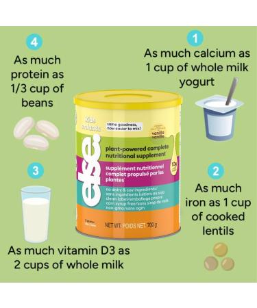 Else Kids Nutritional Shake Mix - Plant Based Dairy Free Toddler Nutritional Drink Powder for Ages 2-12 - Kids Protein Powder w/Amino Acids & 25+ Vitamins Clean Label Purity Certified (Vanilla) - Buy Online on GoSupps.com