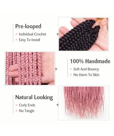 Unionbeauty 24 Inch Box Braids Crochet Hair - Ombre Pink Pre-looped Goddess Box Braids for Black Women - Pack of 8 - Buy Online on GoSupps.com