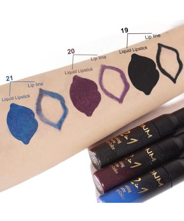 DNM 3Pcs Matte Lip Liner & Liquid Lipsticks Set - Smudge Proof, Long Lasting, Waterproof Makeup Set - Dark Blue, Black, Purple - 24 Hour Wear - Pack of 1 - Buy Online on GoSupps.com