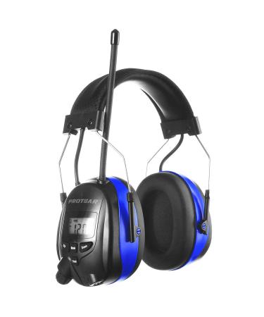 PROTEAR Hearing Protection with Radio AM FM MP3 Compatible for Industry CONSTRUCTION and Mowing Professional Noise Reduction Blue