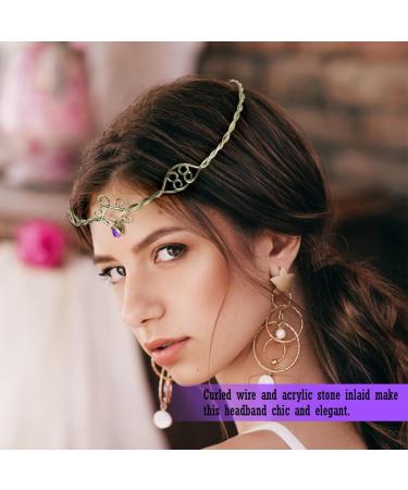 ZJIVQO Forehead Headbands Iron Circlet for Women Woven Forehead Band Crystals Tiaras Hair Band Gold Hair Hoop with Jewels Crystal Rhinestone Wedding Head Band Princess Crown Headband Tiara Purple - Buy Online on GoSupps.com