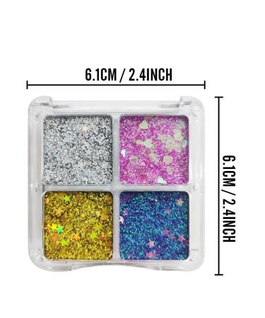 Buy Glitter Eyeshadow - 4 Colors Gel Makeup Patches for Face Body & Hair | Festival Ready Glitter - Buy Online on GoSupps.com