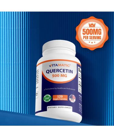 Vitamatic 3 Pack Quercetin 500 mg, 120 Vegetarian Capsules (Non-GMO, Gluten Free, Vegan) - Supports Cardiovascular Health - Buy Online on GoSupps.com