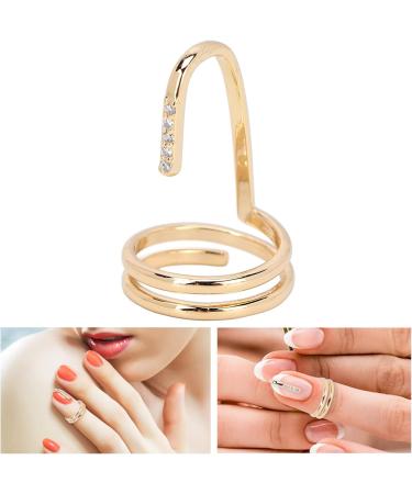 Fingernail Tip Opening Ring - Gold Decorative Nail Ring for Women | Fingertip Jewelry Nail Art Accessory for Valentine's Day - Buy Online on GoSupps.com