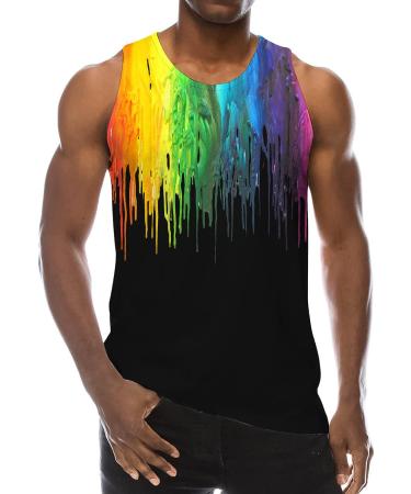 Men's 3D Print Tank Top - Summer Casual Novelty Gym Workout Tank - Paint Dripping Design | Loveternal - Buy Online on GoSupps.com